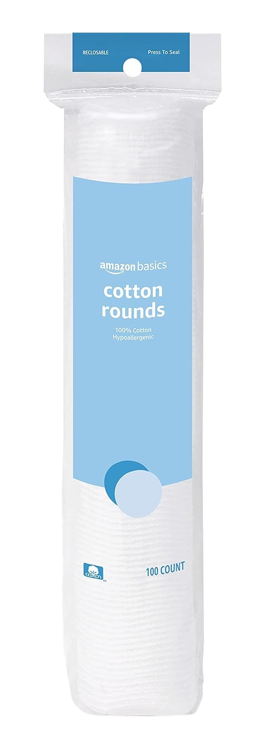Amazon Basics Hypoallergenic 100% Cotton Rounds for Makeup Removal and Skincare, 100 Count, 1 Pack Review