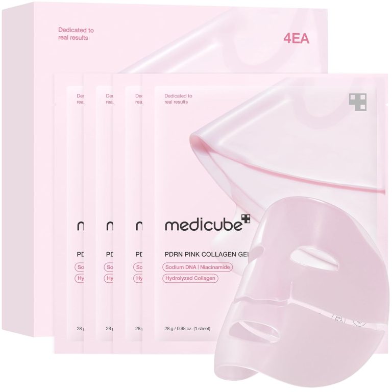 medicube Salmon DNA PDRN pink collagen jelly gel mask | overnight face mask for glass glow skin- elasticity, hydrating, firming and moisturizing | korean skincare, 28g, 4ea Review