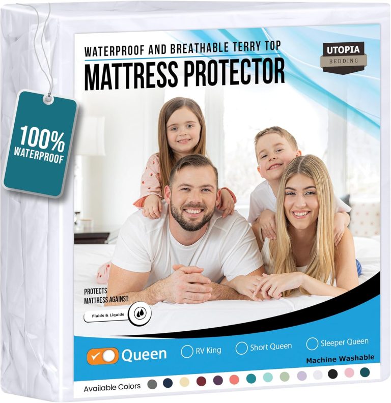 Utopia Bedding Waterproof Mattress Protector Queen Size, Premium Terry Mattress Cover 200 GSM, Breathable, Fitted Style with Stretchable Pockets (White) Review