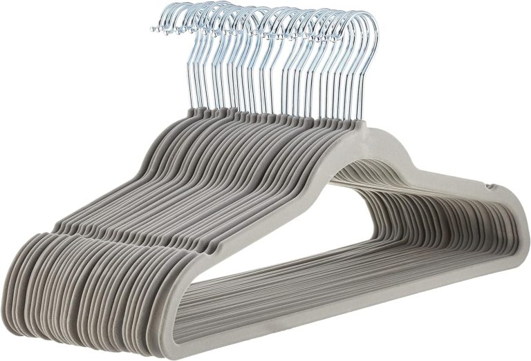 Amazon Basics Slim, Velvet, Non-Slip Suit Clothes Hangers, Gray/Silver – Pack of 30 Review