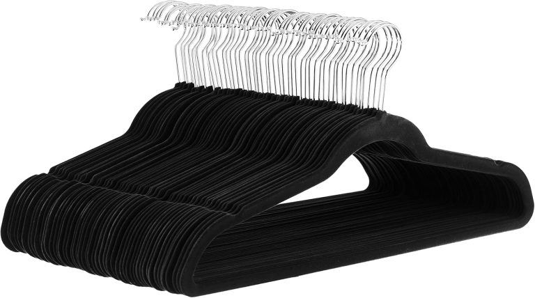 Amazon Basics Slim, Velvet, Non-Slip Suit Clothes Hangers, Pack of 50, Black Review
