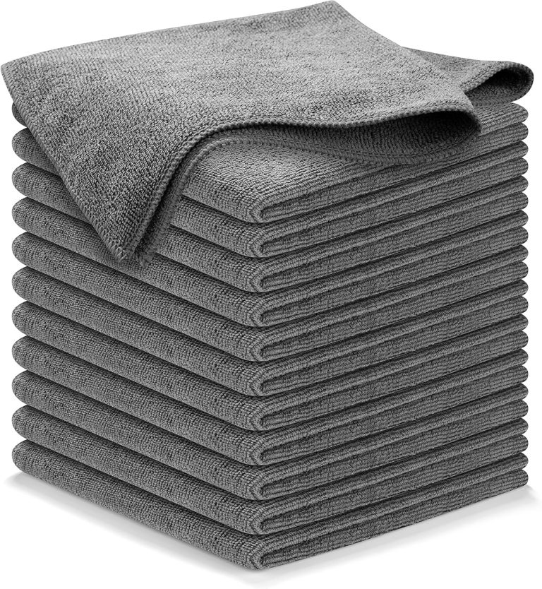 USANOOKS Microfiber Cleaning Cloth Grey – 12 Pcs (12.5″x12.5″) – High Performance – 1200 Washes, Ultra Absorbent Microfiber Towel Weave Grime & Liquid for Streak-Free Mirror Shine – Car Washing Cloth Review