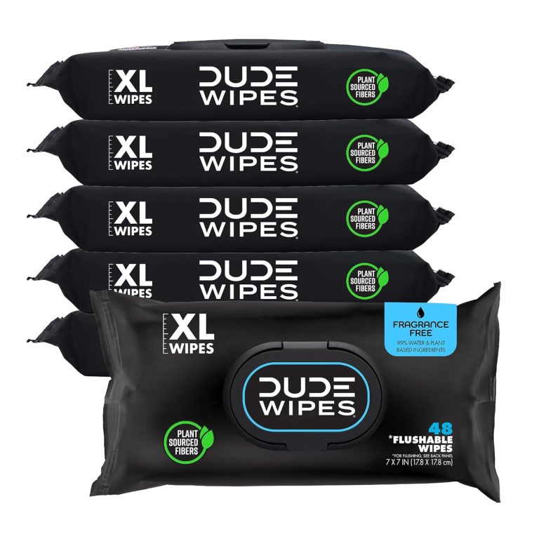 DUDE Wipes – Flushable Wipes – 6 Pack, 288 Wipes – Unscented Extra-Large Adult Wet Wipes – Vitamin-E & Aloe – Septic and Sewer Safe Review