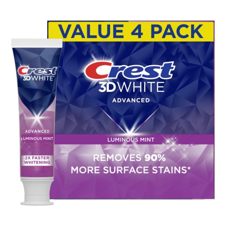 Crest Toothpaste: 3D White Advanced Luminous Mint, Pack of 4