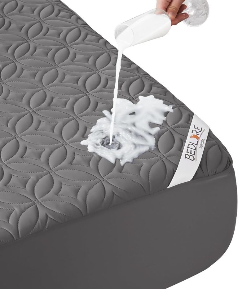 BEDLORE Waterproof Mattress Protector, Queen Size Mattress Pad Noiseless with Deep Pocket 6″-18″ Depth, Soft Breathable Dirt-Proof Bed Mattress Cover Washable for Home, Bedroom, Hotel (Gray) Review