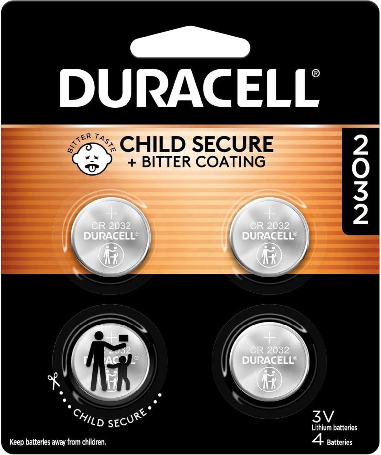 Duracell 2032 Lithium Battery 4 Count Child-Safe Pack