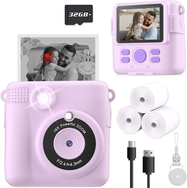 Instant Print Camera for Kids Portable Toy Camera with 32GB
