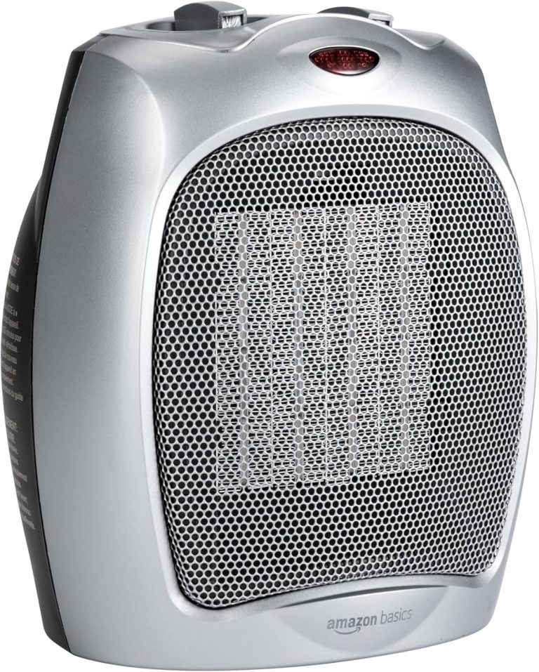Amazon Basics Ceramic Space Heater Portable 1500W Silver