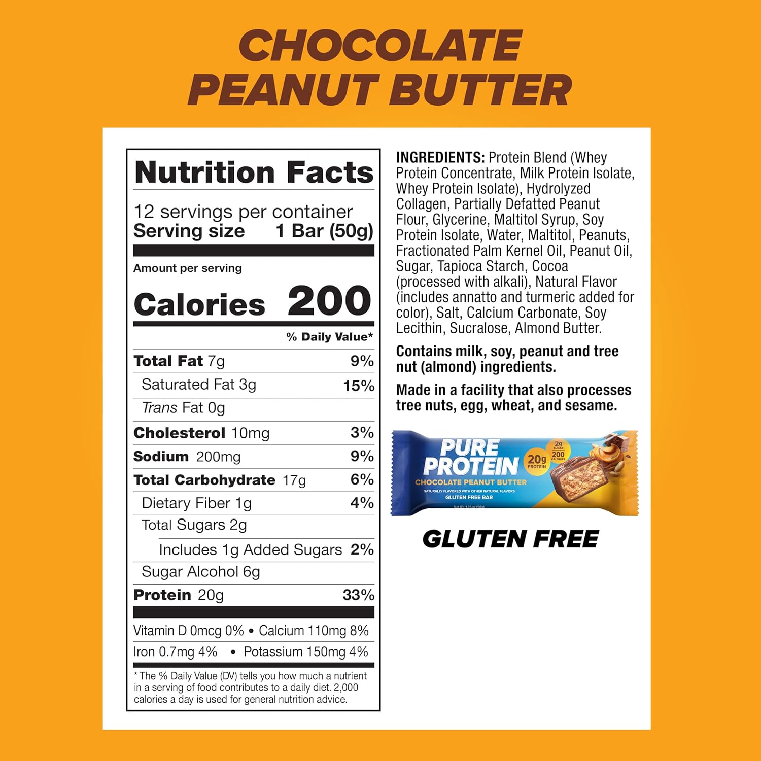 Pure Protein Chocolate Peanut Butter Protein Bars 12ct