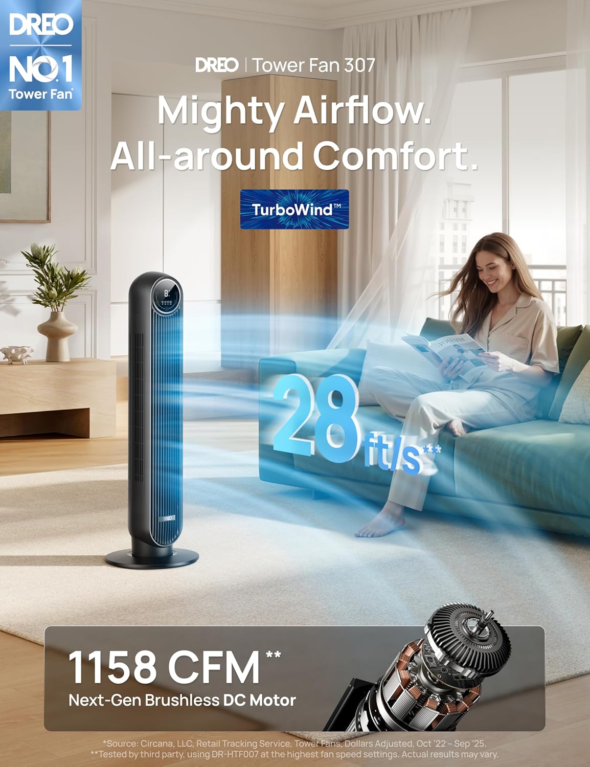 DREO Tower Fan - overview image
