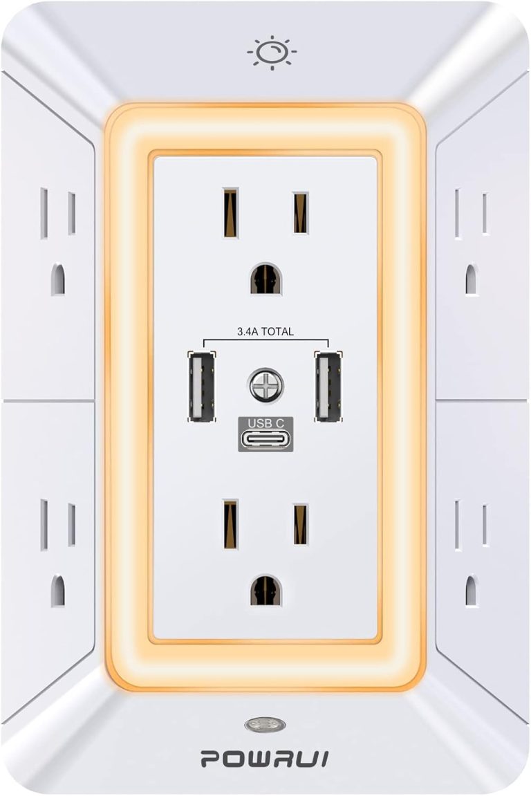 POWRUI Multi Plug Surge Protector Extender with USB-C Ports