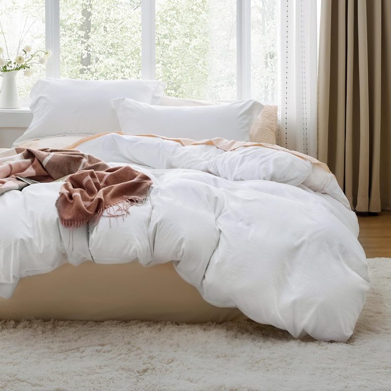 Bedsure White Duvet Cover Queen – 3-Piece Prewashed Soft Set