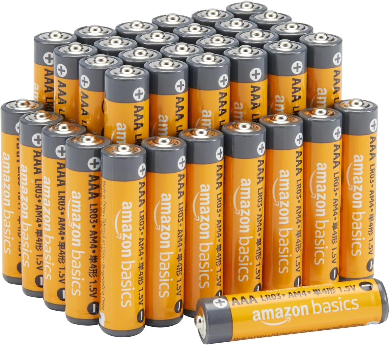 Amazon Basics AAA Long-Lasting Alkaline Batteries, 36-Count, 1.5 Volt, Reliable Performance, 10-Year Shelf Life, Emergency Storage