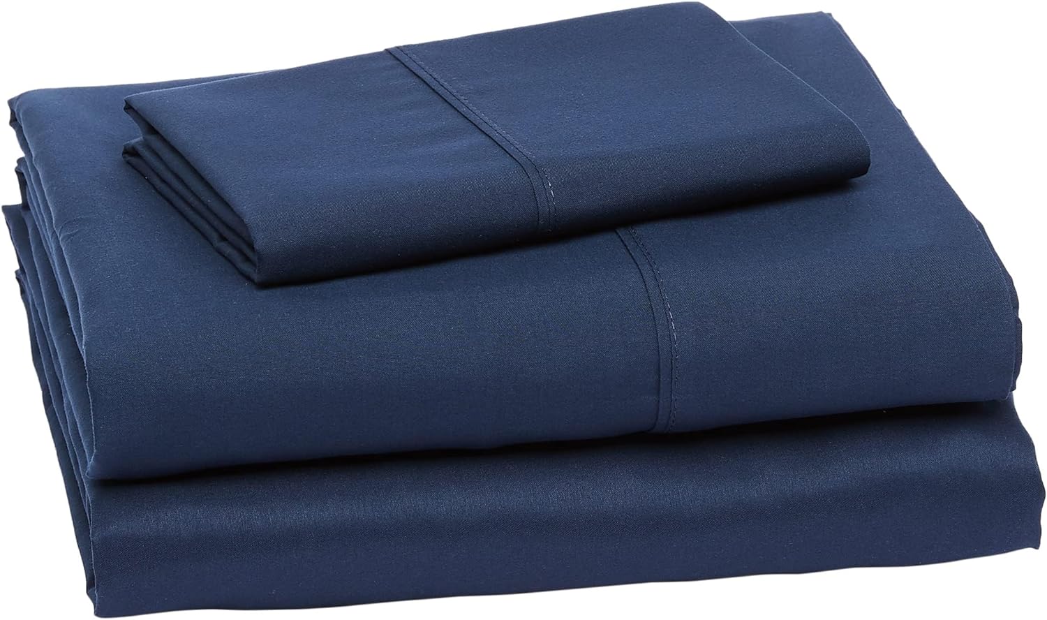 Amazon Basics Lightweight Super Soft Easy Care Wrinkle Free Microfiber 3 Piece Bed Sheet Set with 14-Inch Deep Pockets, Twin, Navy Blue, Solid, Kids, Men & Women Bedding — Overview