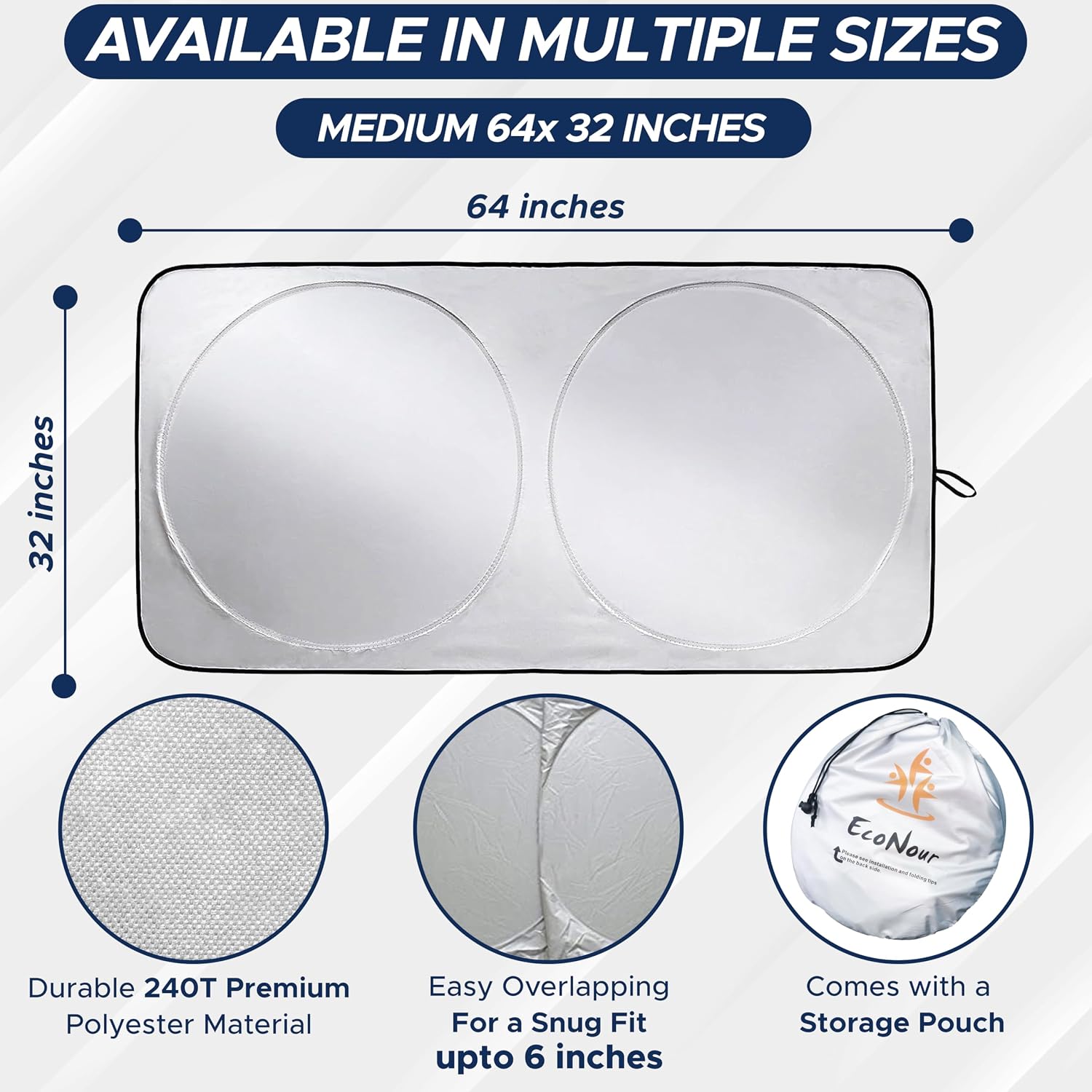 Econour Car Windshield Sun Shade, Front Window Sun Blocker for SUVs,Sedan — Ease of Use and Maintenance