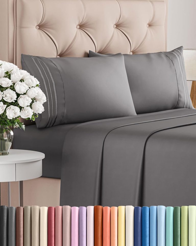 Queen Size 4 Piece Sheet Set – Breathable & Cooling Sheets – Dark Grey