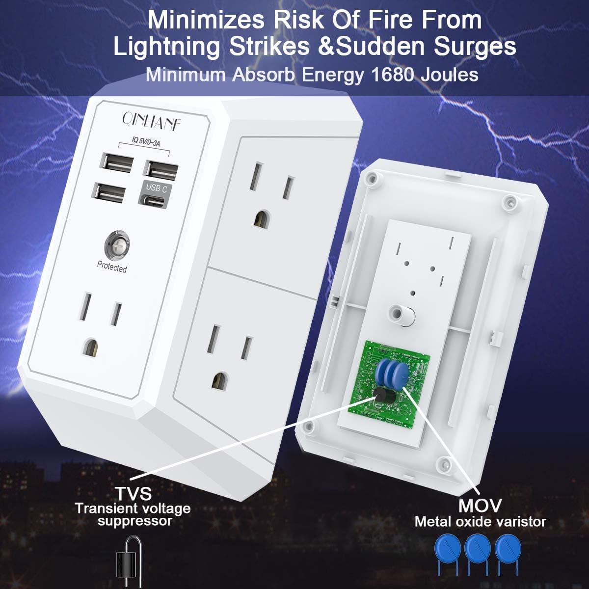 Wall Charger, Surge Protector, QINLIANF 5 Outlet Extender with 4 USB Charging Ports, 3-Sided 1680J Power Strip Multi Plug Adapter Spaced for Home Travel Office — Pros and Trade-Offs