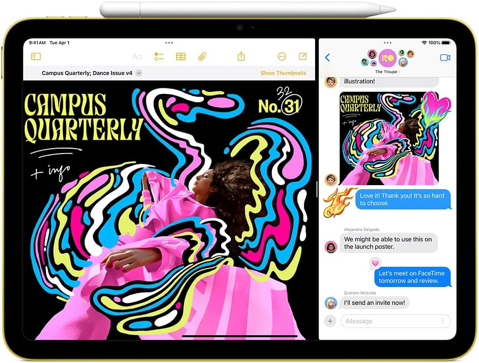 Apple iPad 11-inch: A16 chip, 11-inch Model, Liquid Retina Display, 128GB, Wi-Fi 6, 12MP Front/12MP Back Camera, Touch ID, All-Day Battery Life — Blue — Key Features