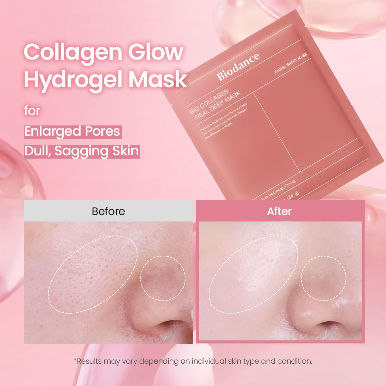 BIODANCE Bio-Collagen Real Deep Mask, Hydrating Overnight Hydrogel Face Mask, Pore Minimizing, Elasticity, Plumping, Travel Essentials & Self Care Gifts for Women, Korean Skin Care | 1.19oz(34g) x 4ea — Key Features