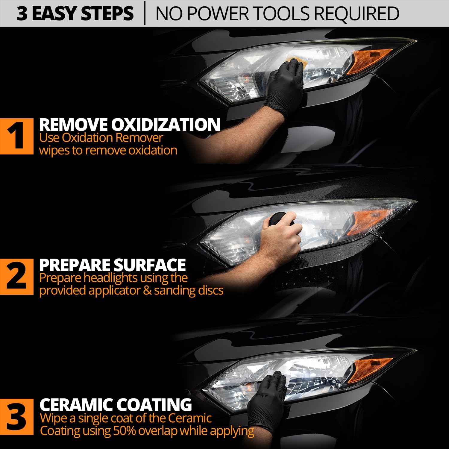 CERAKOTE® Ceramic Headlight Restoration Kit – Guaranteed To Last As Long As You Own Your Vehicle – Brings Headlights Back to Like New Condition - No Power Tools Required - 10 Wipe Kit — Real-World Performance