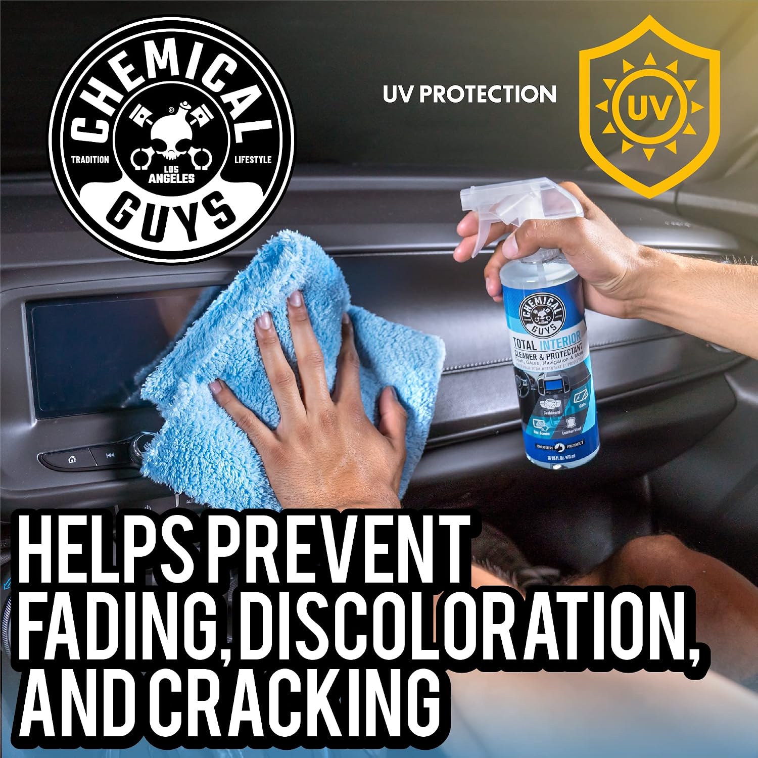 Chemical Guys, Total Interior Cleaner, Protectant & Car Detailer, 16 oz | Cleans dashboards, seats, door panels, trim and glass in one step, leaving a fresh, streak-free, factory-style look — Who This Product Is For