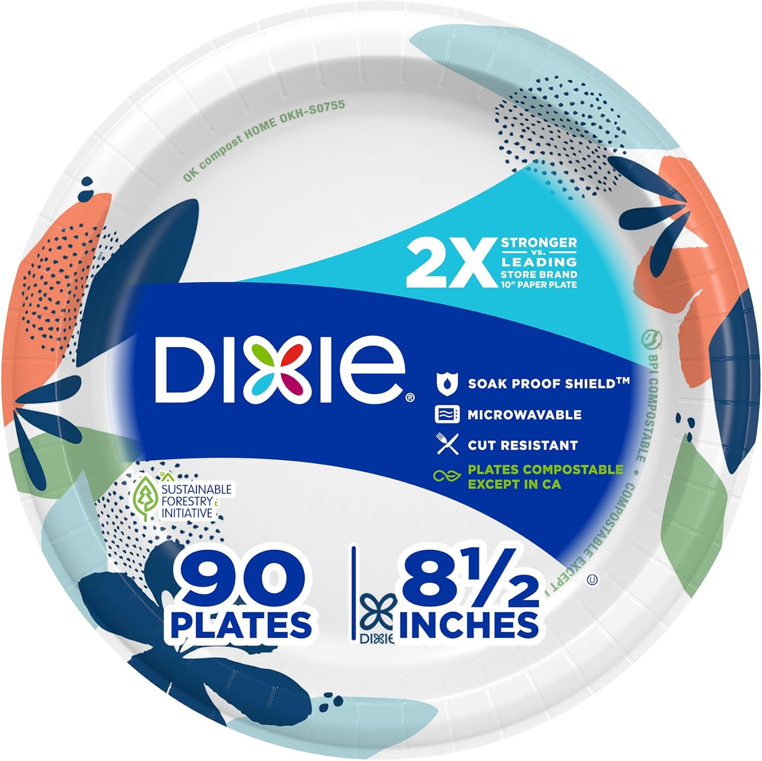 Dixie Paper Plates 8.5 Inch, 90 Count, Disposable Plates
