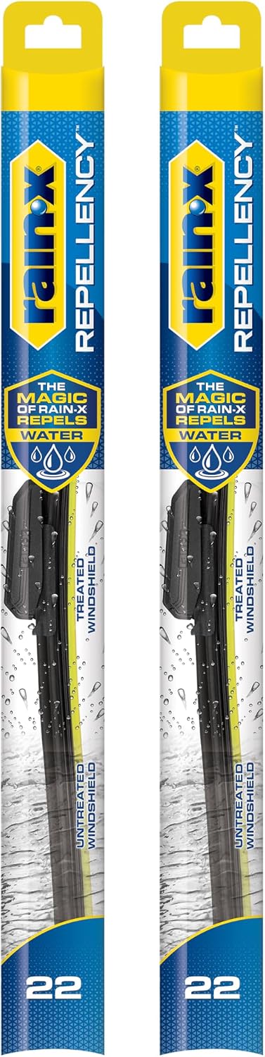 Rain-X 810363 Repellency Water Repellent Wiper Blades, 22″ Windshield Wipers (Pack of 2), All Weather Streak-Free for Enhanced Visibility w/Water Repellency Formula [Amazon Exclusive]