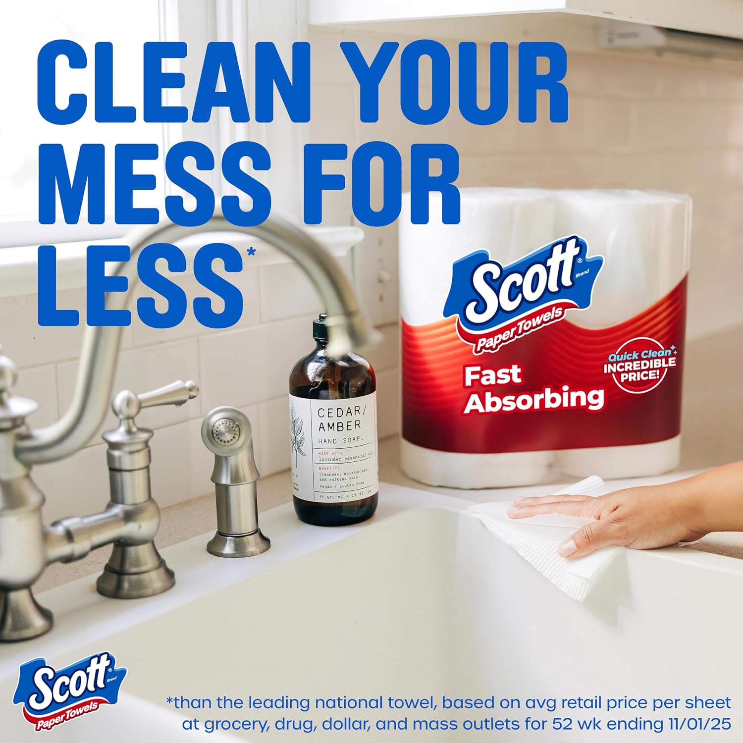 Scott Paper Towels, Choose-A-Sheet, 6 Double Rolls, 108 Sheets Per Roll — Overview