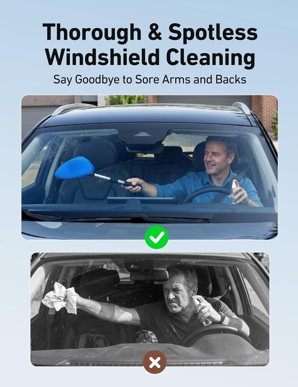 AstroAI Windshield Cleaner Tool & Car Interior Detailing Kit, Blue, 21 in — Ease of Use and Maintenance