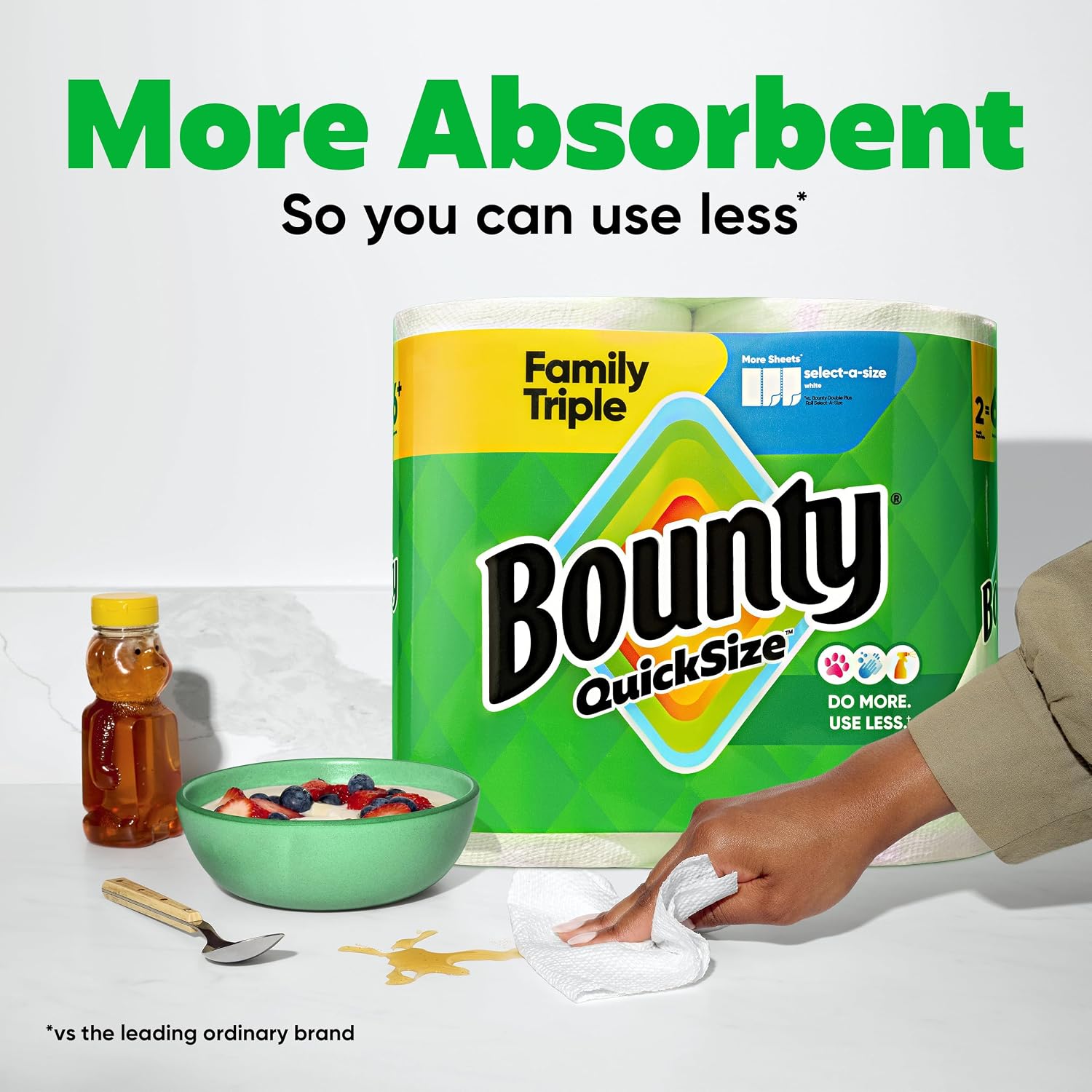 Bounty Quick-Size Paper Towels, White, 8 Family Triple Rolls = 27 Regular Rolls — Real-World Performance