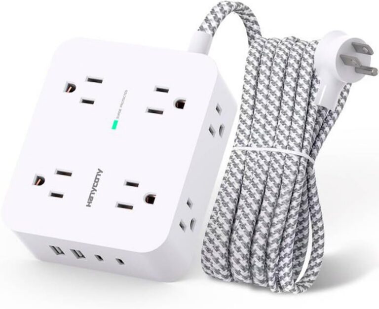HANYCONY Surge Protector Power Strip, 1080J, 5 Ft Braided Extension Cord