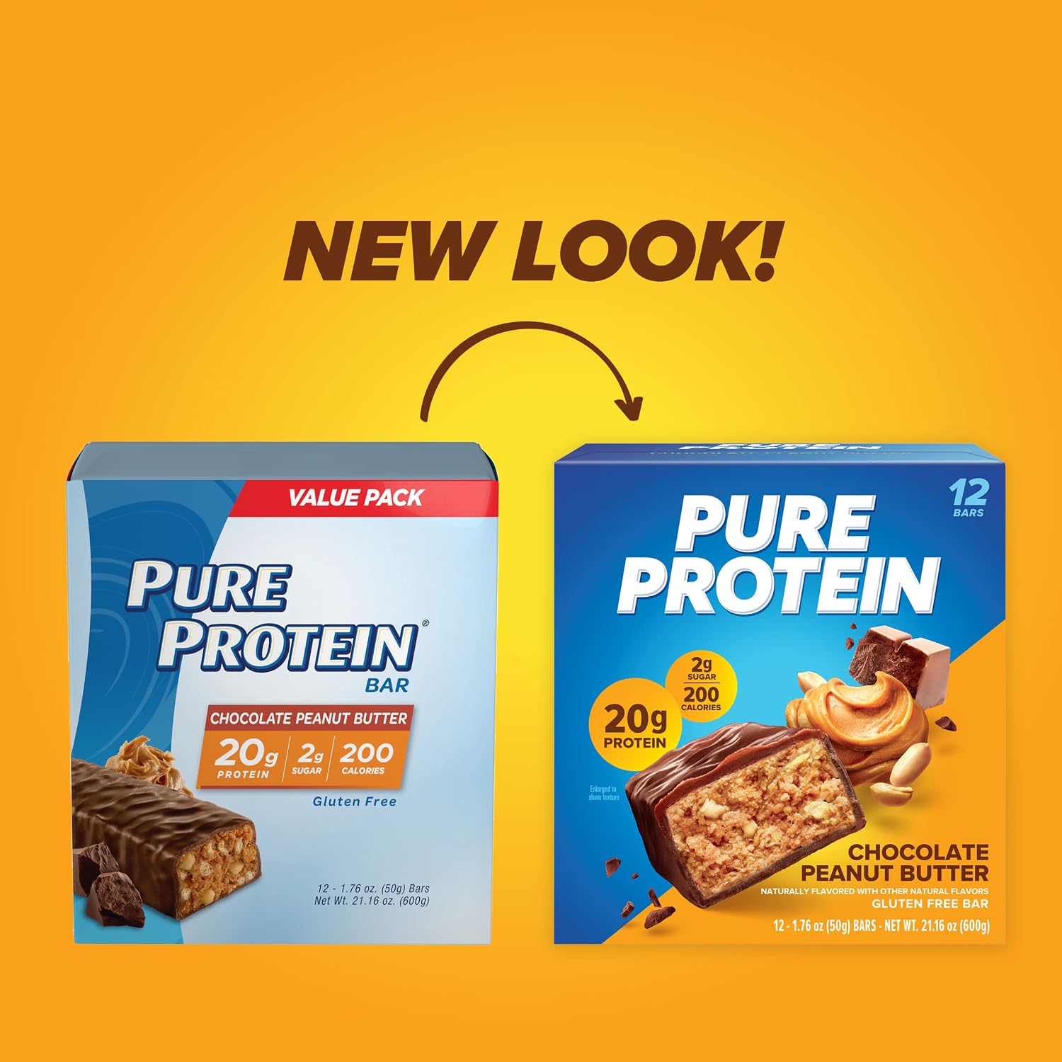 Pure Protein Chocolate Peanut Butter Protein Bars, 20g Protein, 12 Ct — Key Features