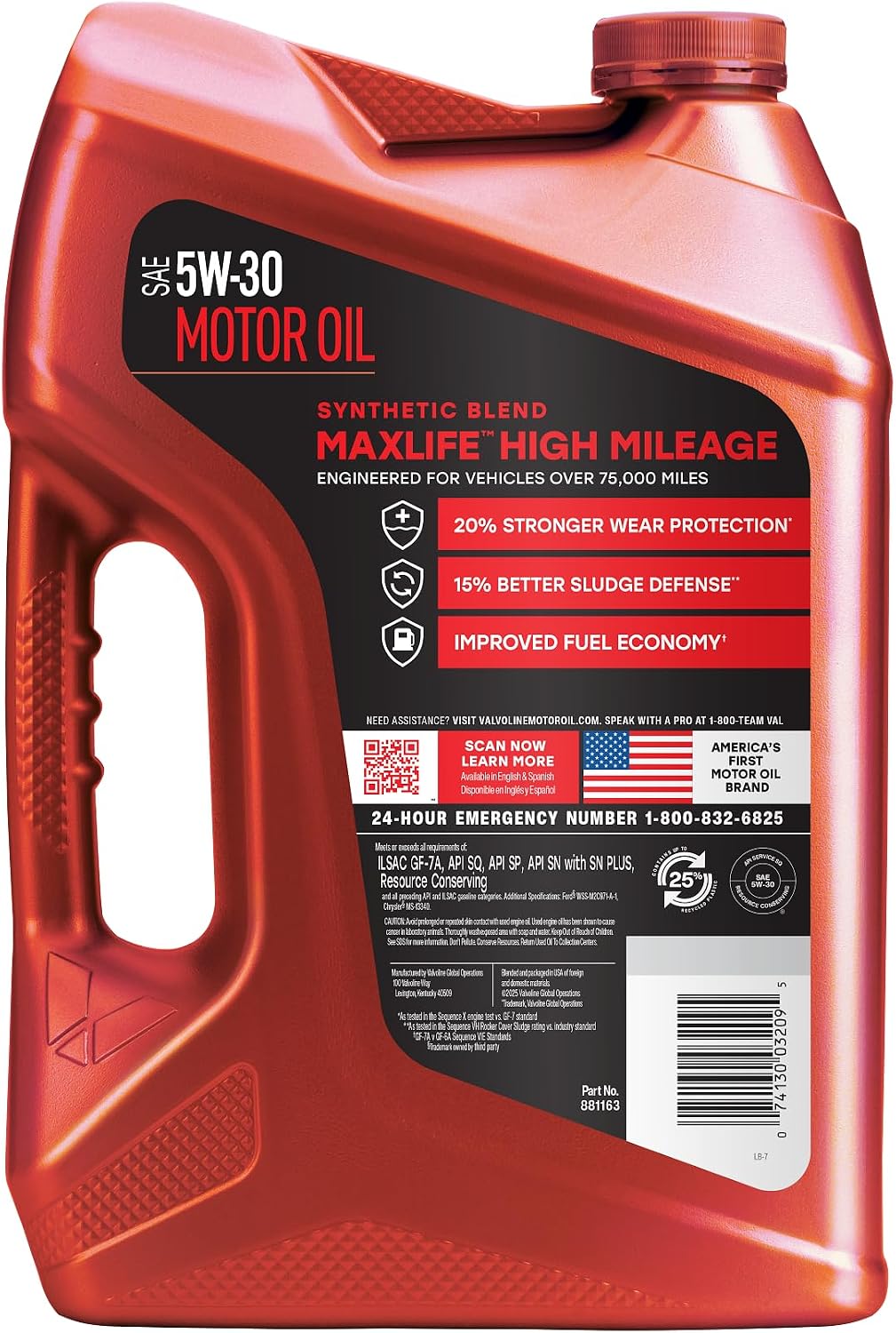 Valvoline MaxLife High Mileage 5W-30 Synthetic Blend Motor Oil 5 Quart — Key Features